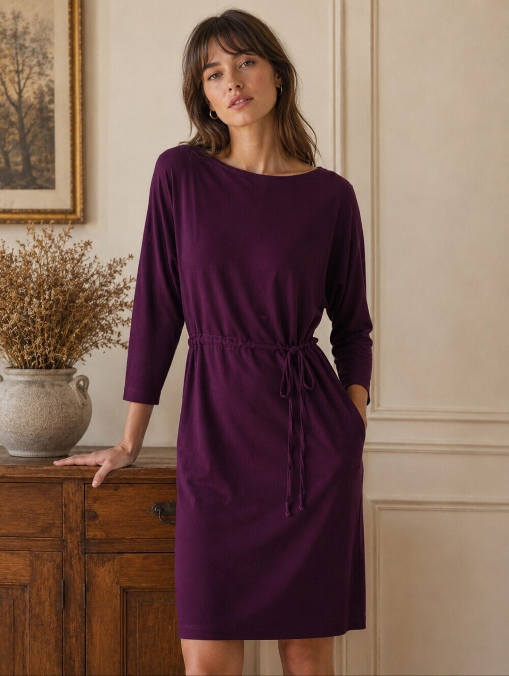 Éditions de Robes Purple Drawstring Waist Midi Dress | XS